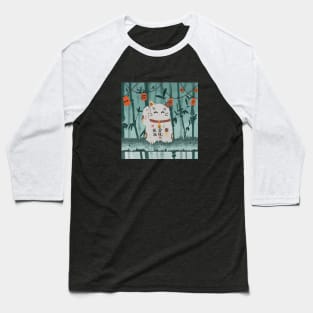 Lucky Cat/Maneki Neko in Bamboo Forest Baseball T-Shirt